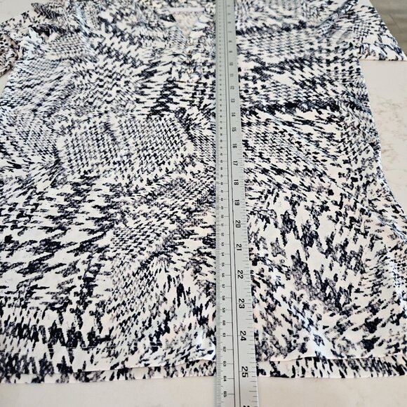 Karl Lagerfeld Paris Knit Blouse Small Black & White Abstract Long Sleeve Top - Picture 6 of 7